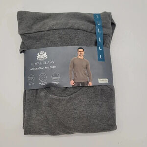 NWT Royal Class Raglan Pullover Sweatshirt Mens Sz L Gray Long Sleeve Crew Neck